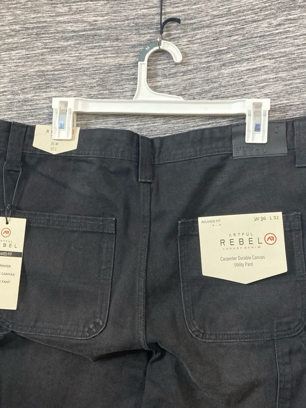 Artful Rebel Men’s Black Relaxed Straight Fit Men's Carpenter Utility Pant Jeans
